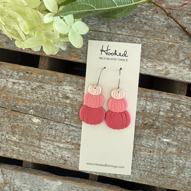 Pink Ombré Stacked Pumpkin Earrings