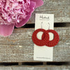 Cherry Red Rattan Circle Cutout Earrings - Waterproof, Pool Ready