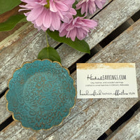Scalloped Ring Dish - Turquoise and Gold Lace