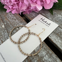 Beaded Hoop Earrings - Greige and Gold - Medium