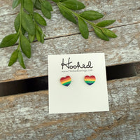 Rainbow Heart Stud Earrings