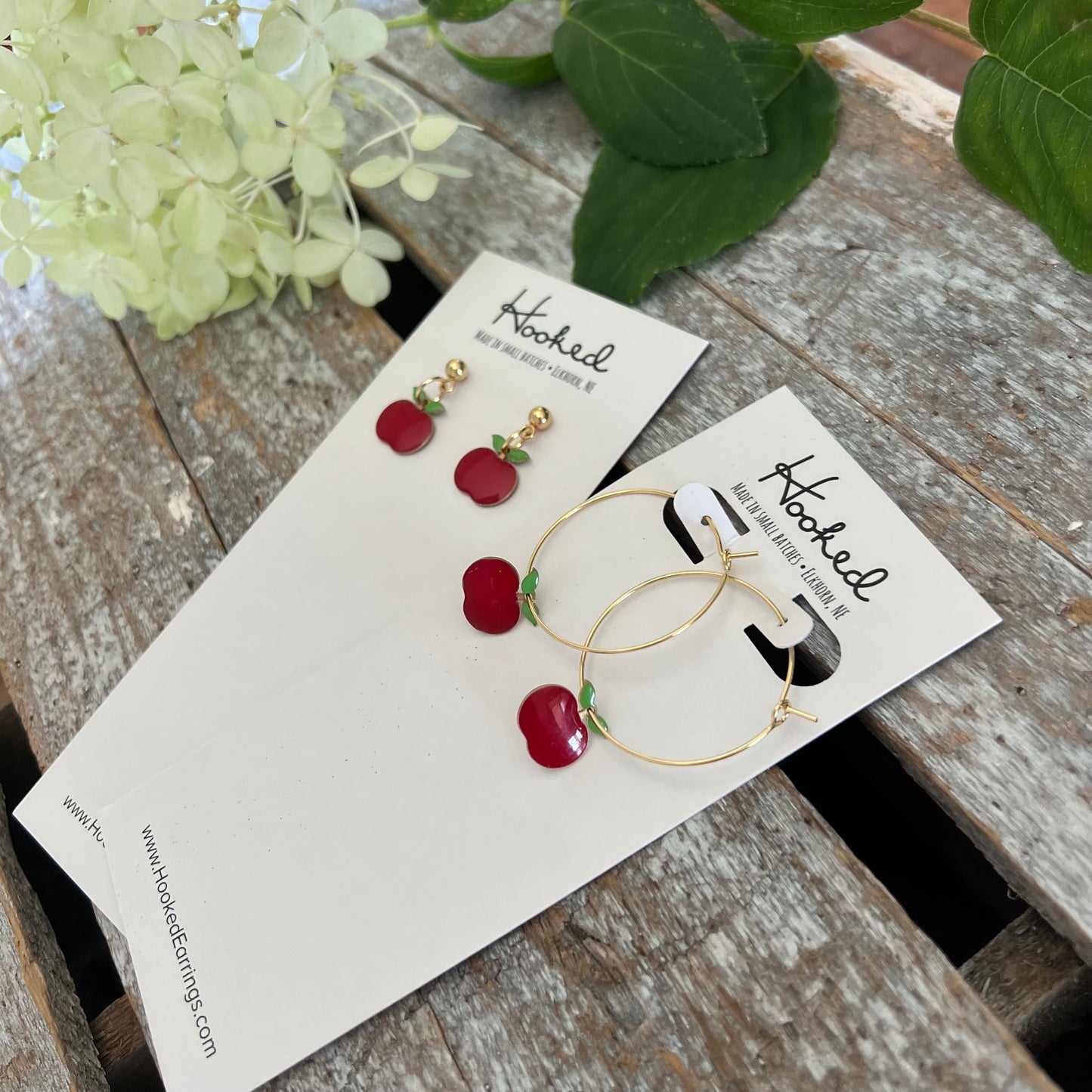 Tiny Apple Dangle Earrings - Two Styles