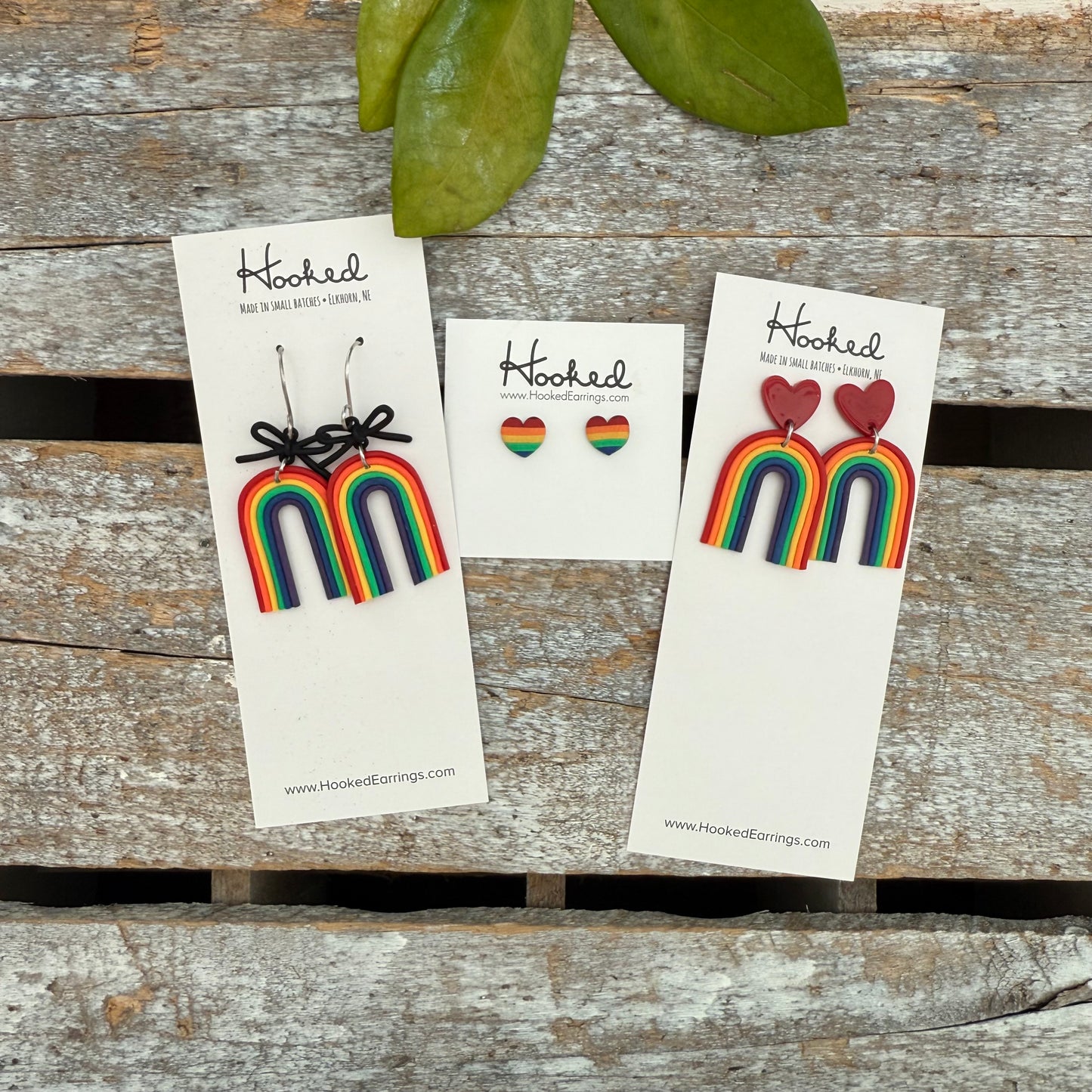 Rainbow Heart Stud Earrings