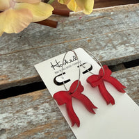 Preppy Bow Earrings - Red