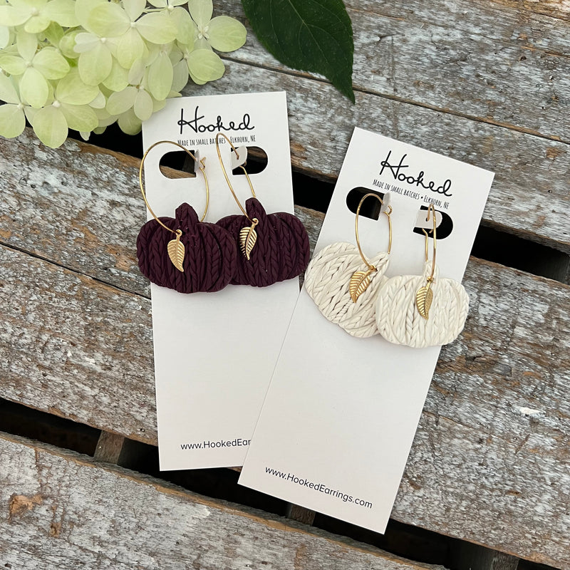 Plum Sweater Pumpkin Earrings  - Medium