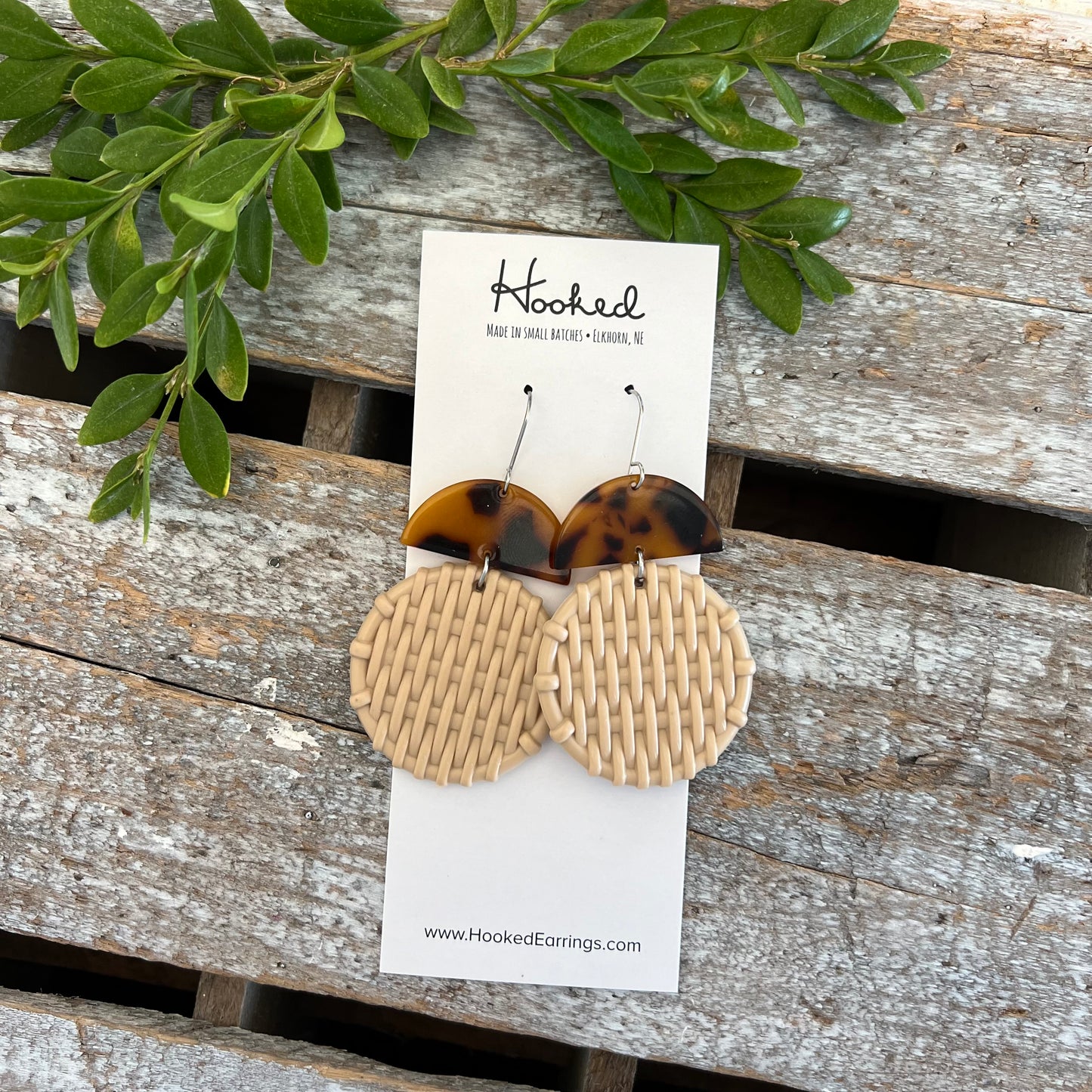 Round Rattan Earring Stacks- Waterproof, Pool Ready