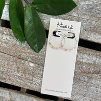 Beaded Octagon Hoop Earrings - Silver and Rose Gold