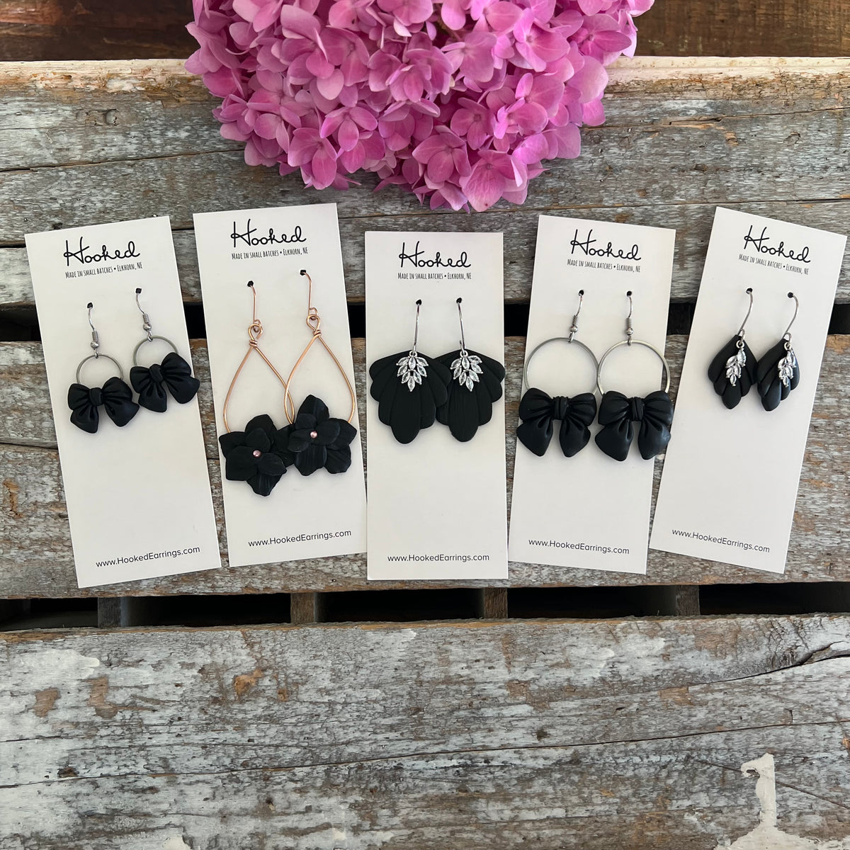 Fallen Petal Earrings in Ebony - Medium/Large