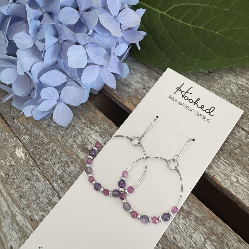 Beaded Hoop Earrings - Mystic Berry