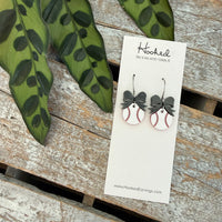 Baseball + Bow Earrings ** FOUR Colors!