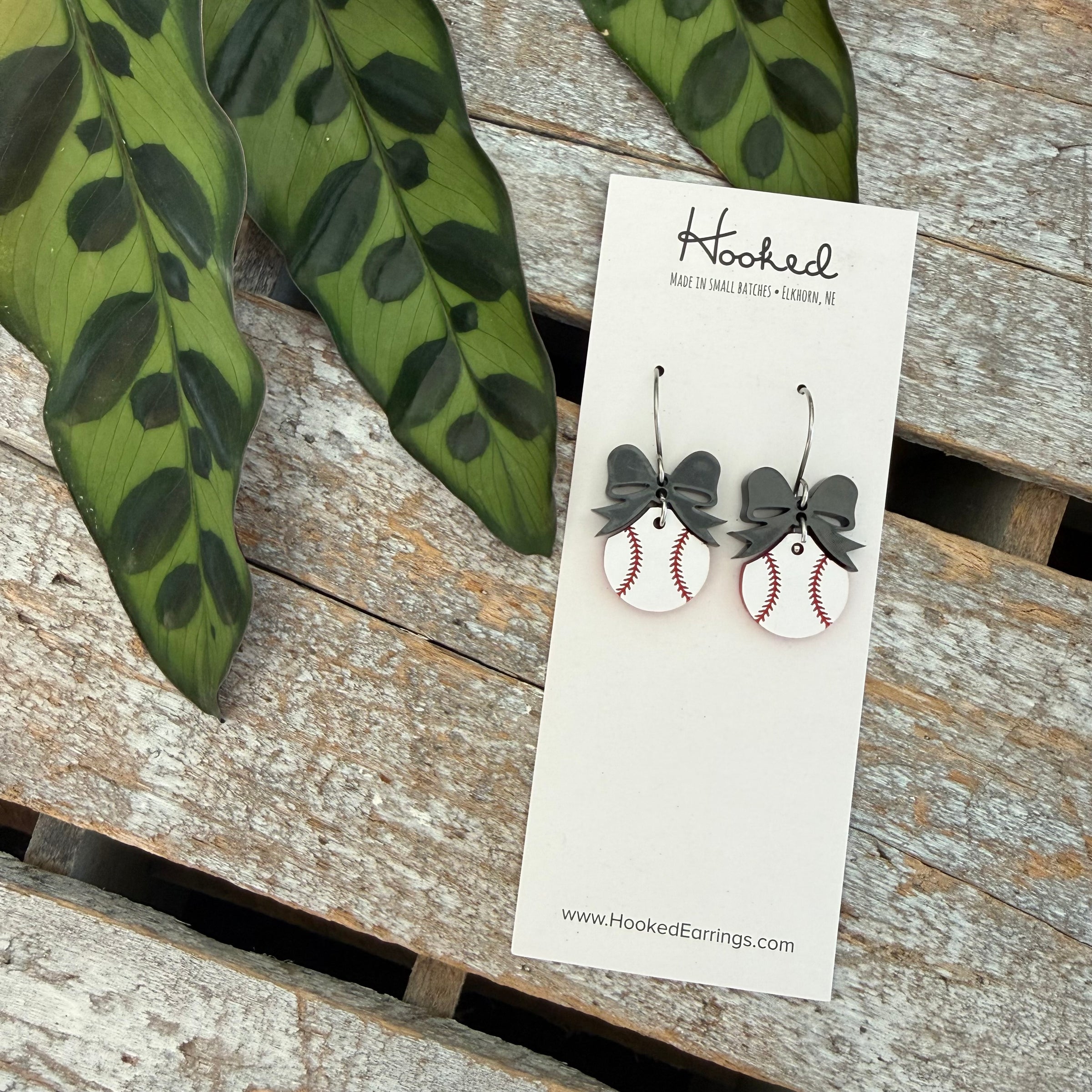 Baseball + Bow Earrings ** FOUR Colors!