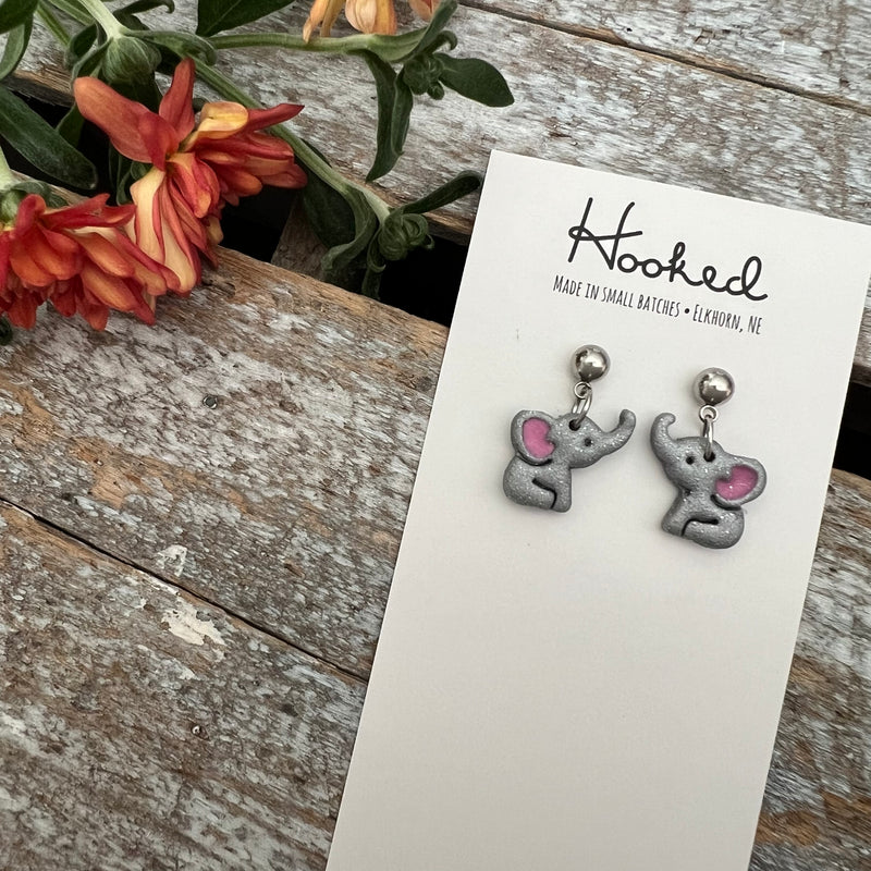 Baby Elephant Dangle Earrings - Mini