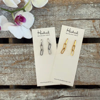 Paper Clip Chain Earrings - Gold