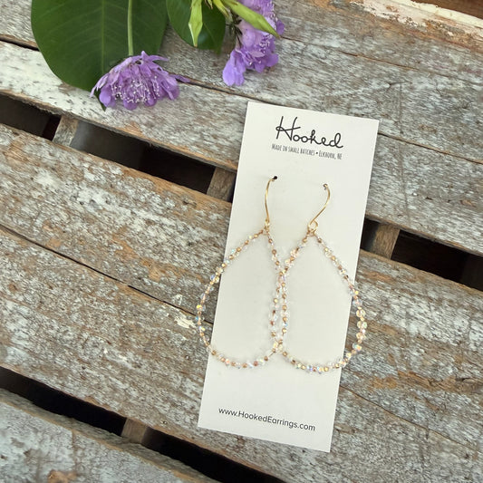 Beaded Teardrop Earrings - Crystal Rainbow - Medium