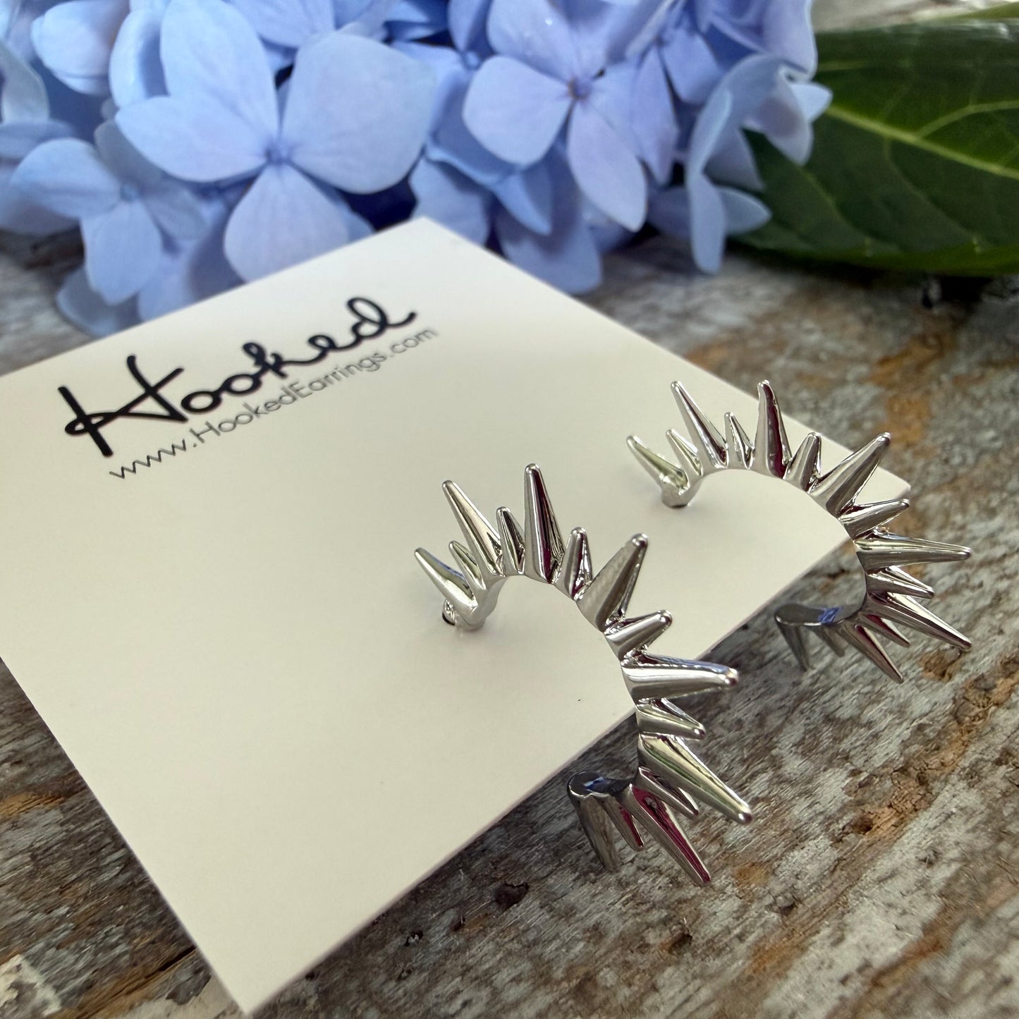 Silver Sunburst Hoop Earrings