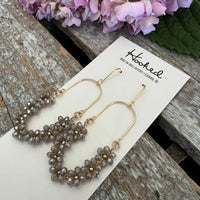 Beaded Boho Oval Hoop Earrings - Dove Gray