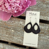 Jet Black Rattan Diamond Cutout Earrings - Waterproof, Pool Ready