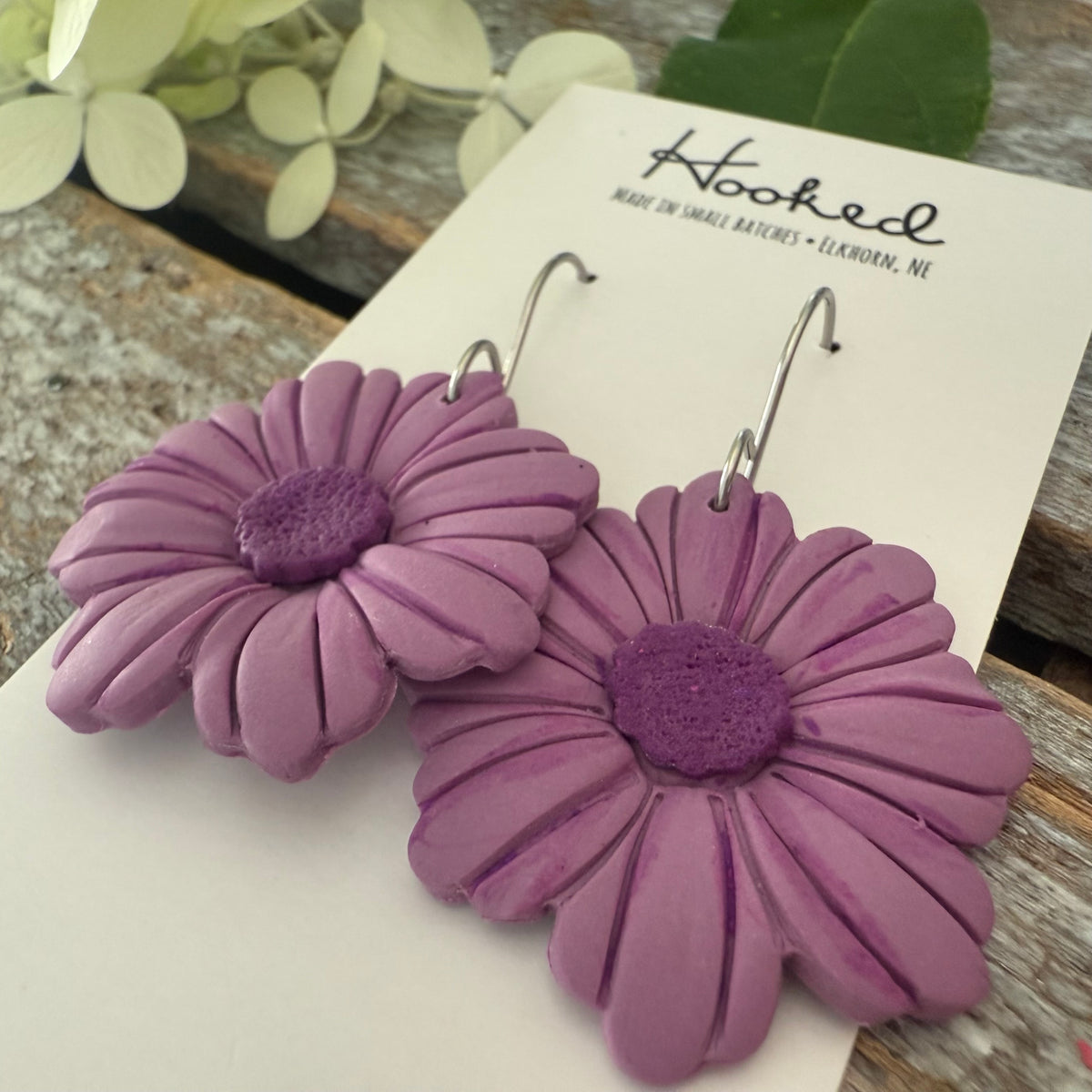 Lavender Gerbera Earrings
