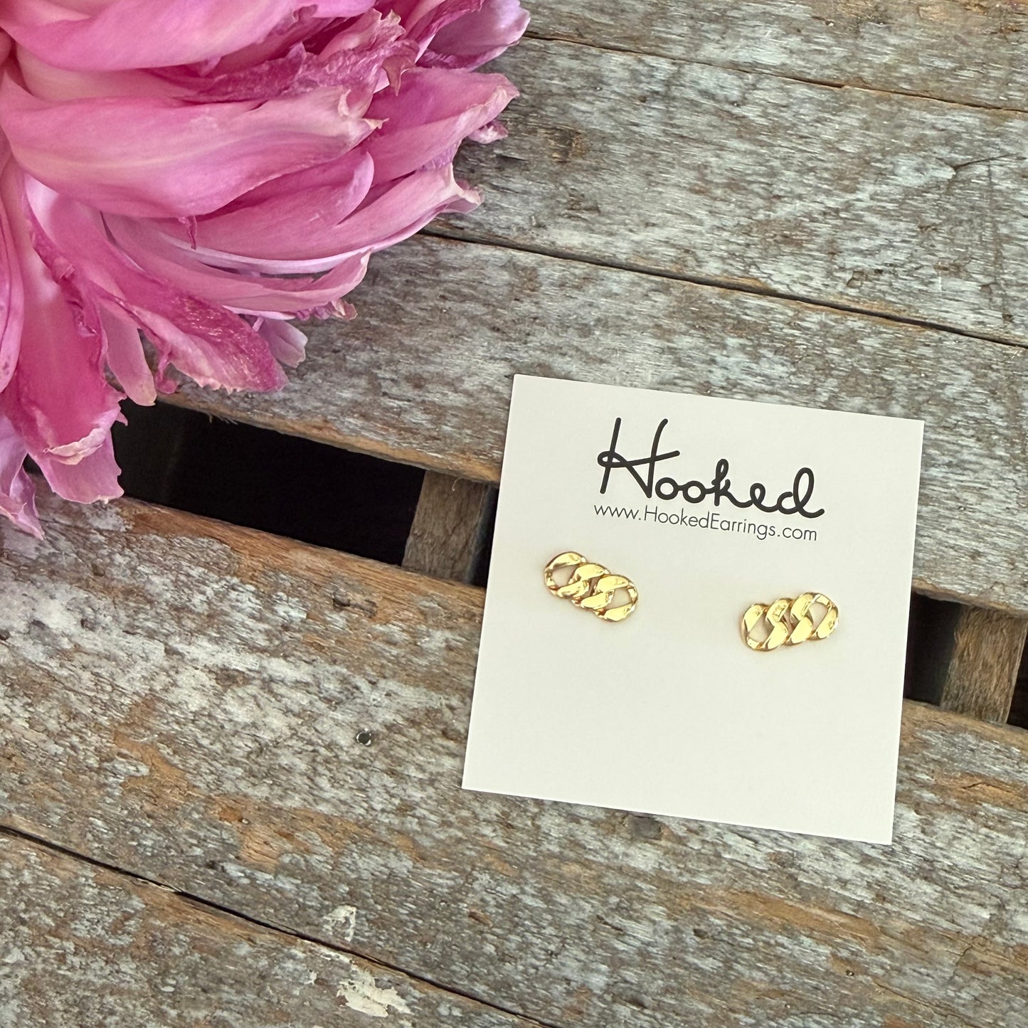 Golden Link Stud Earrings