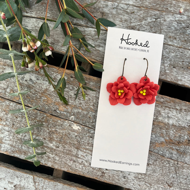 Floral Earrings in Poppy - Two Sizes