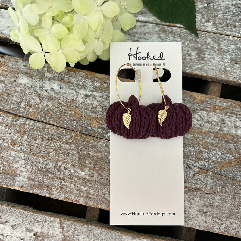 Plum Sweater Pumpkin Earrings  - Medium