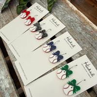 Baseball + Bow Earrings ** FOUR Colors!