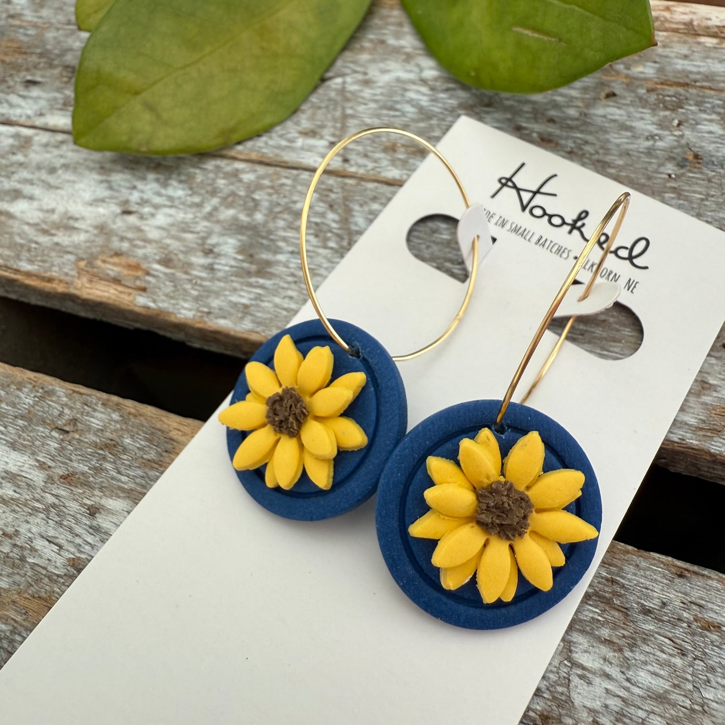 Sunflower Blue Dangle Earrings