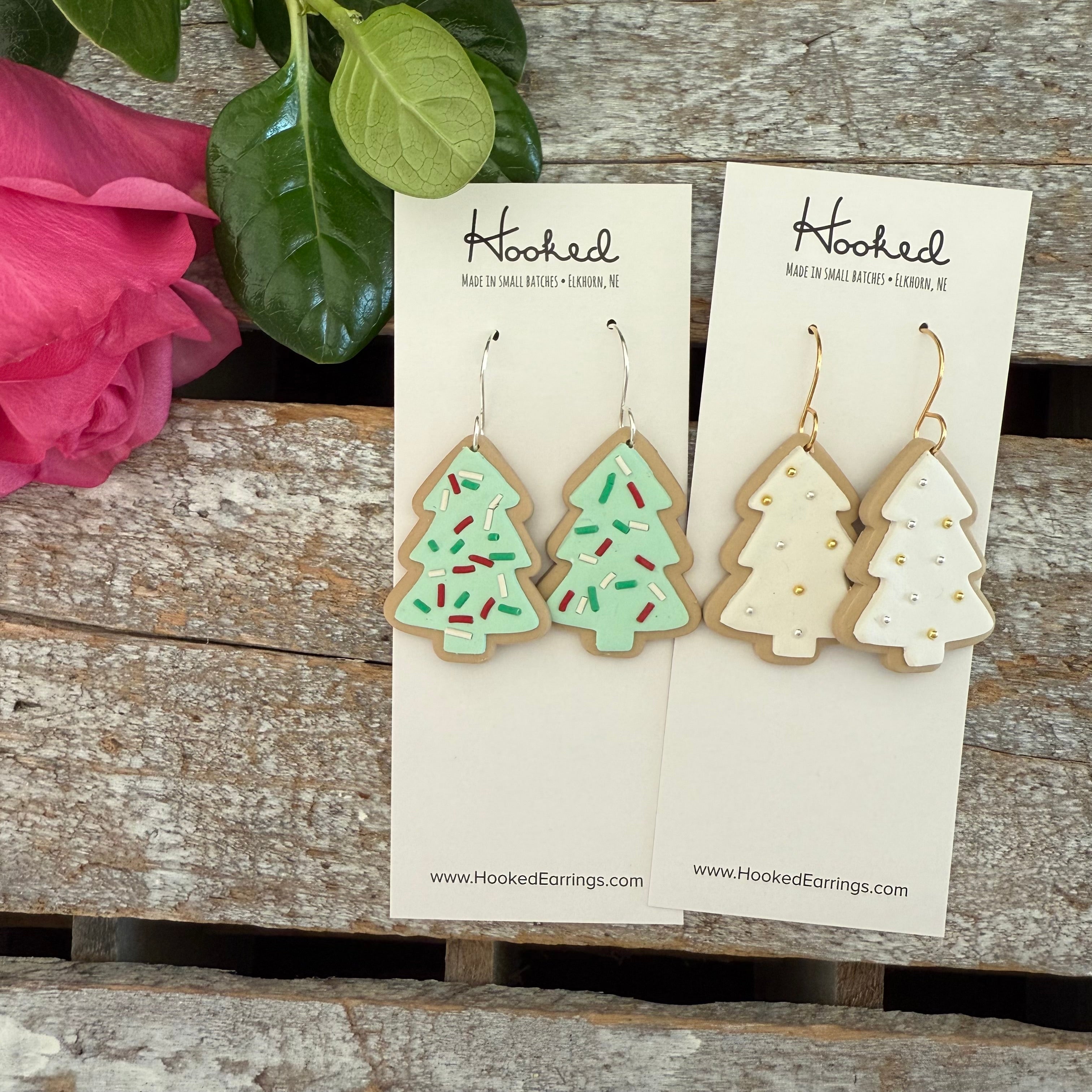 Christmas Tree Earrings Made From High Quality Crystals on Sterling Silver Leverback Ear Wires-Crystal AB Version　並行輸入品