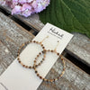 Beaded Hoop Earrings - Brown and Gold - Medium