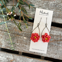 Floral Earrings in Poppy - Two Sizes