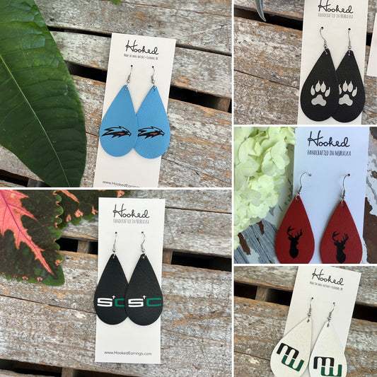 Custom School / Mascot Teardrop Earrings - Medium