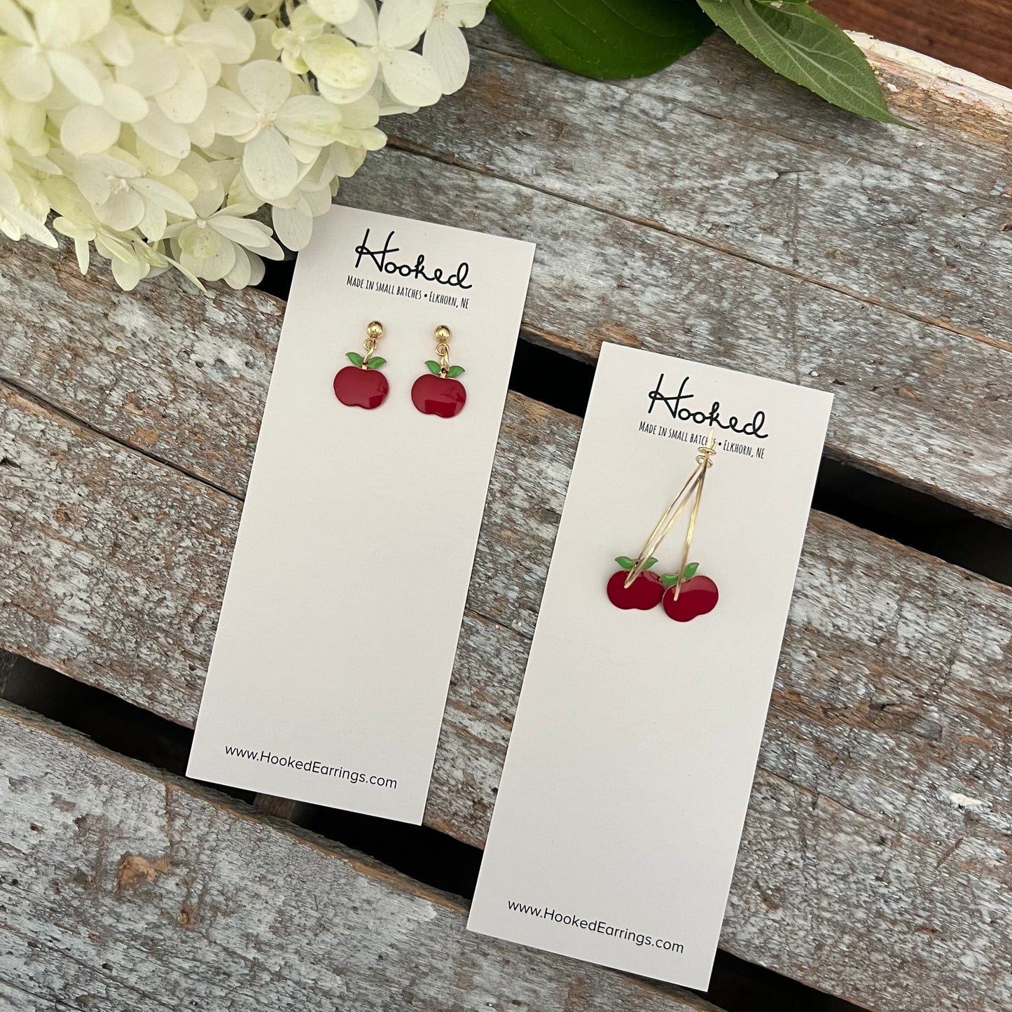 Tiny Apple Dangle Earrings - Two Styles