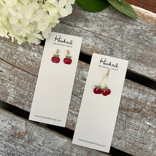 Tiny Apple Dangle Earrings - Two Styles
