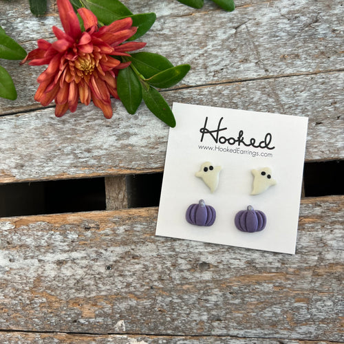 Ghosted Pumpkin Stud Earring Two Pack