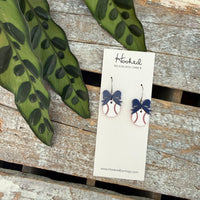 Baseball + Bow Earrings ** FOUR Colors!