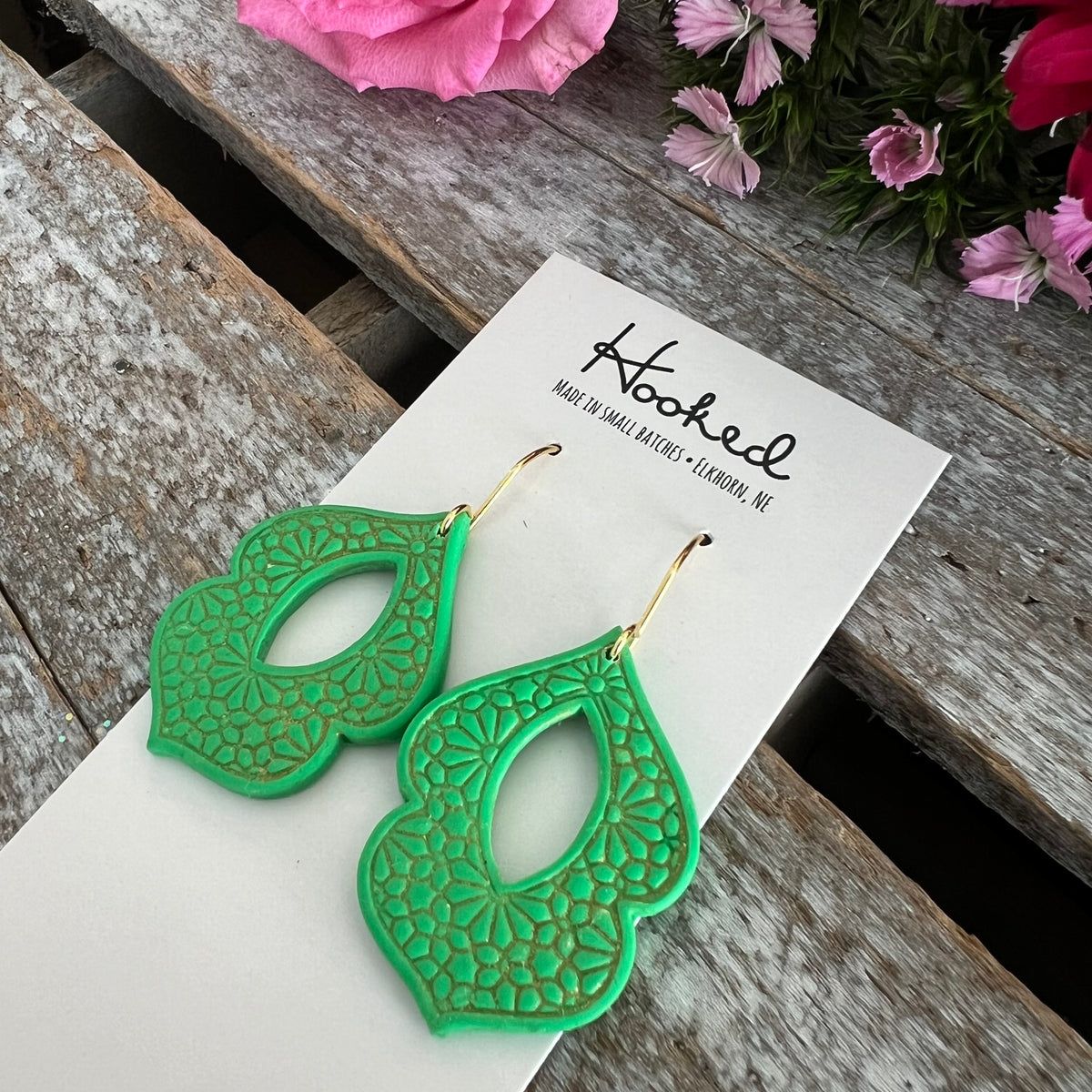 Lucky Green Cutout Earrings