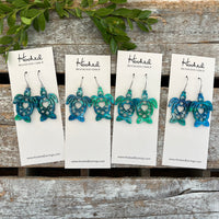 Sea Turtle Cutout Pool Earrings - Waterproof