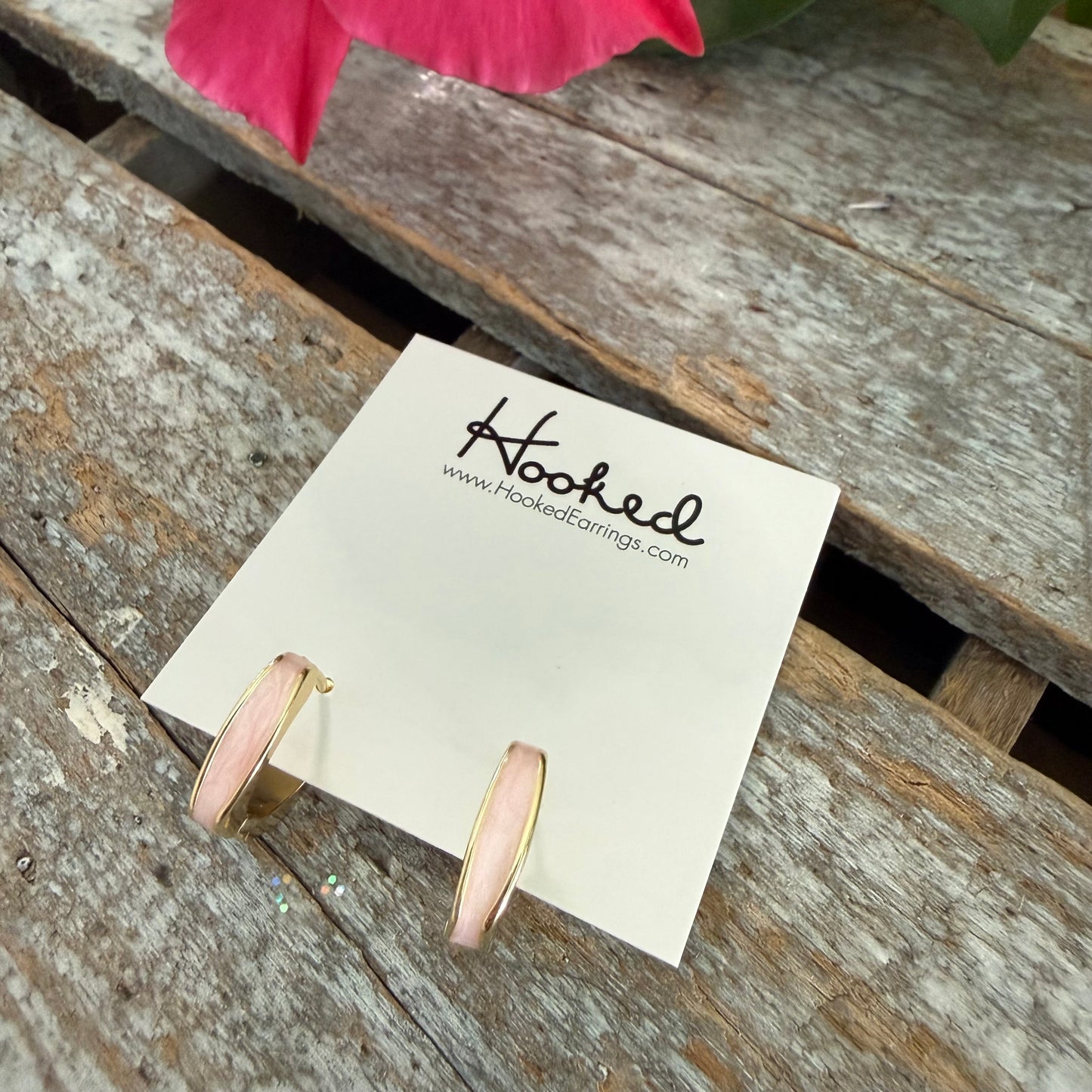 Blush & Gold Huggie Hoop Earrings