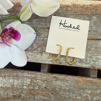 Hammered Huggie Hoop Earrings - Size Large - Gold