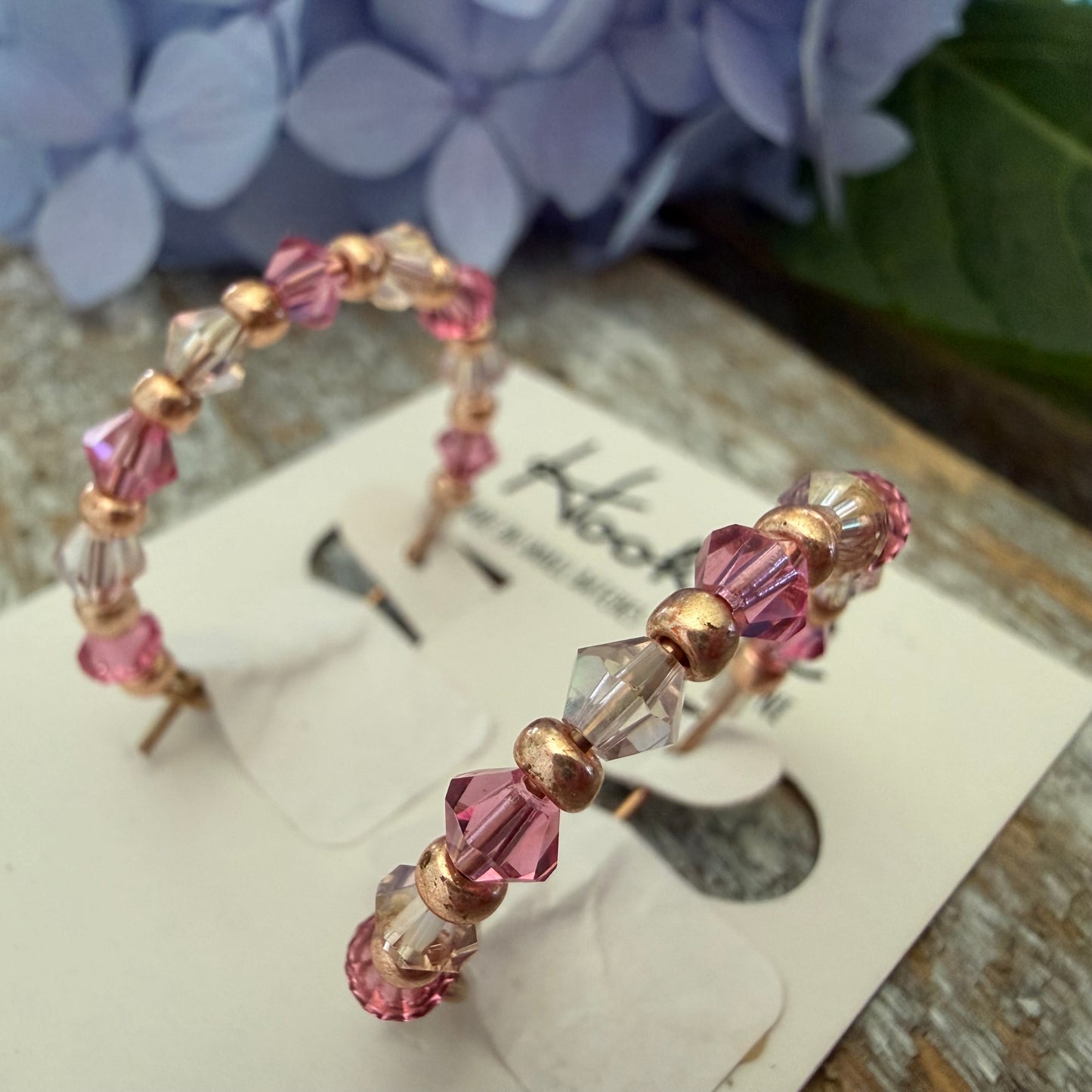 Crystal Beaded Hoop Earrings - Blush & Bashful
