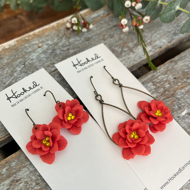 Floral Earrings in Poppy - Two Sizes