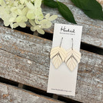 Vanilla Cream Split Leaf Dangle Earrings  - Medium