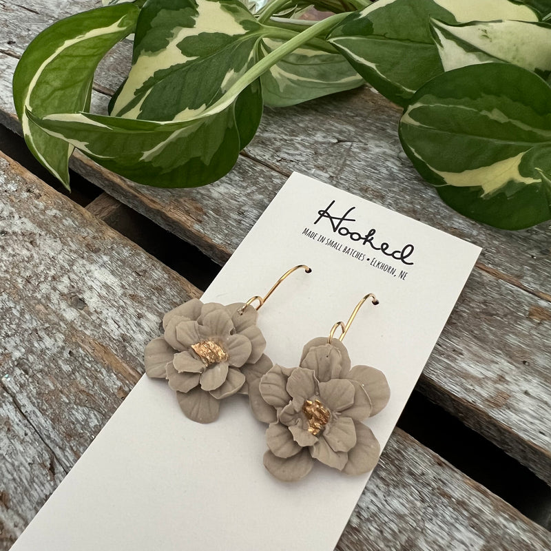 Flower Dangle Earrings in Mocha