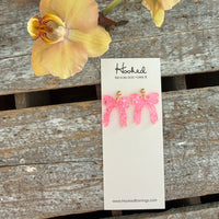 Preppy Bow Earrings - Punch Pink