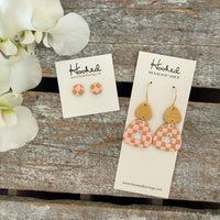 Glam Checkered Stud Earrings