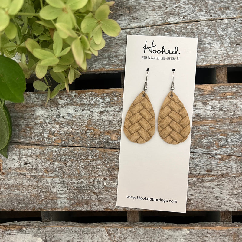 Bisque Braided Teardrop Earrings - Small