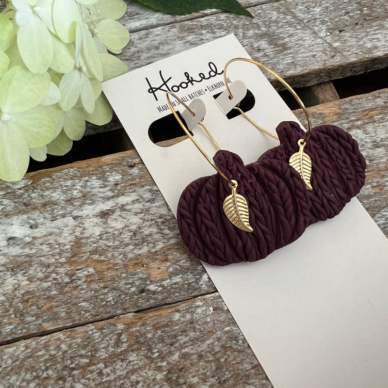 Plum Sweater Pumpkin Earrings  - Medium