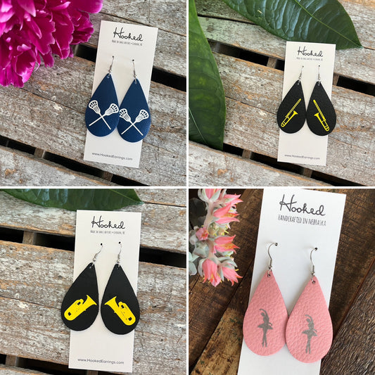 Custom Sport / Activity Teardrop Earrings - Medium