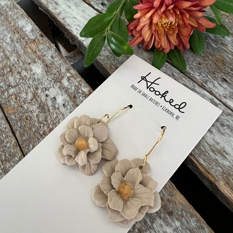 Flower Dangle Earrings in Mocha