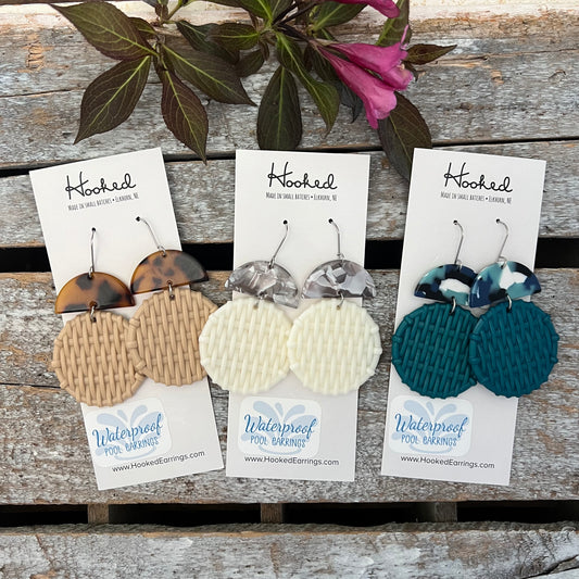 Round Rattan Earring Stacks- Waterproof, Pool Ready